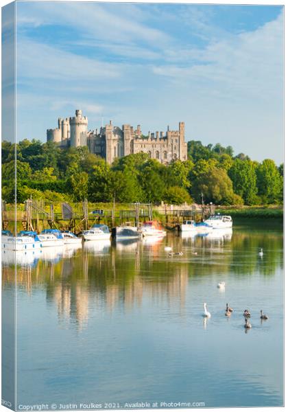 Arundel Castle from the River Arun Canvas Print by Justin Foulkes