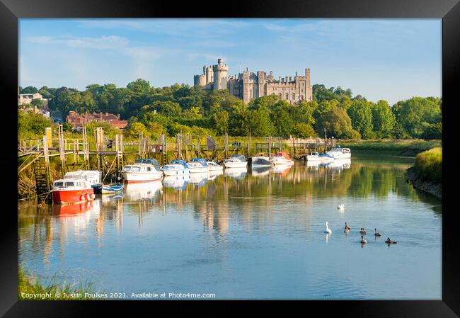 Arundel Castle from the River Arun, South Downs Framed Print by Justin Foulkes