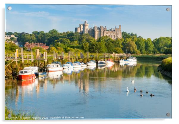 Arundel Castle from the River Arun, South Downs Acrylic by Justin Foulkes