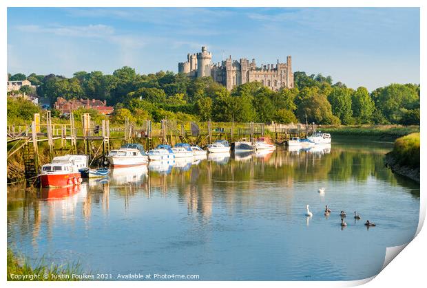 Arundel Castle from the River Arun, South Downs Print by Justin Foulkes