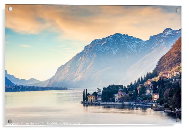 Lake Como Sunrise Acrylic by Jim Monk