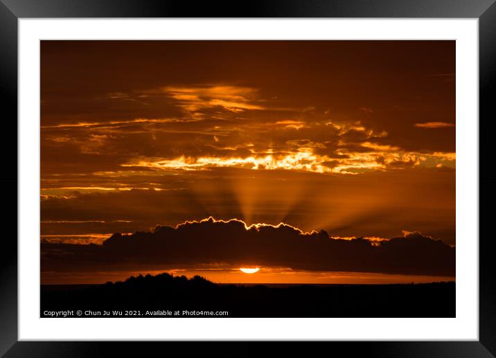 The light of sunset through the clouds with colorful sky Framed Mounted Print by Chun Ju Wu