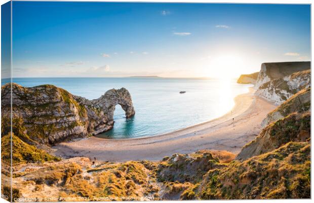 Durdle Door at sunset, Dorset Canvas Print by Justin Foulkes