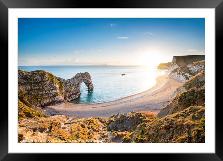 Durdle Door at sunset, Dorset Framed Mounted Print by Justin Foulkes