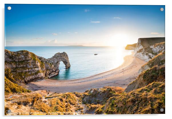Durdle Door at sunset, Dorset Acrylic by Justin Foulkes