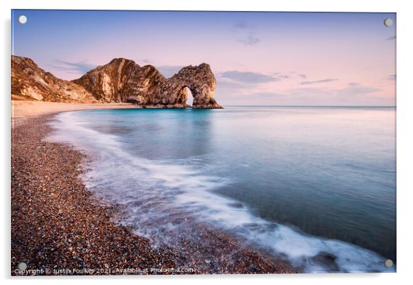 Durdle Door, at dusk, Dorset Acrylic by Justin Foulkes