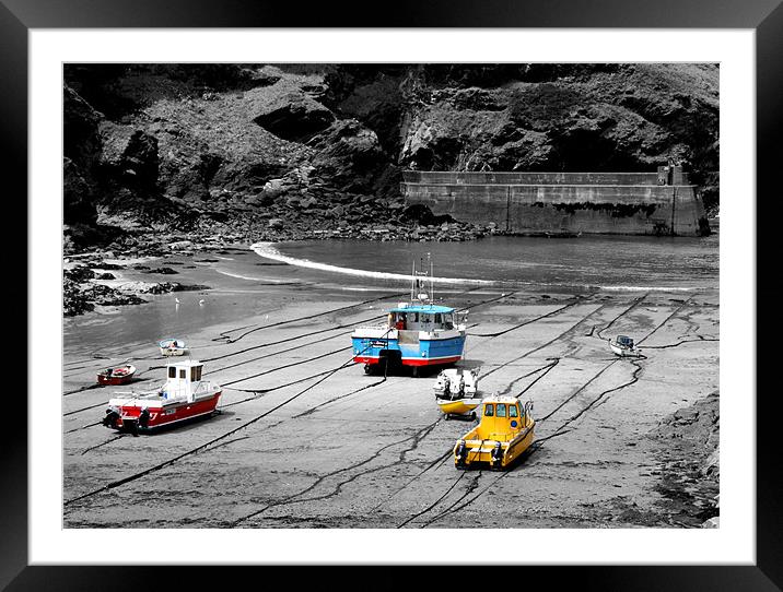 Port Isaac boats Framed Mounted Print by Sheryl Brown