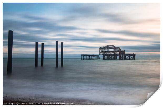 Derelict West Pier, Brighton, England Print by Dave Collins