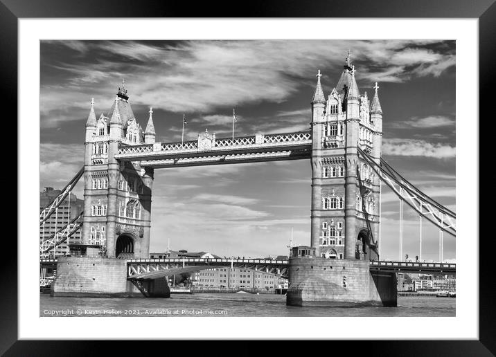 Tower Bridge over the River Thames,  Framed Mounted Print by Kevin Hellon