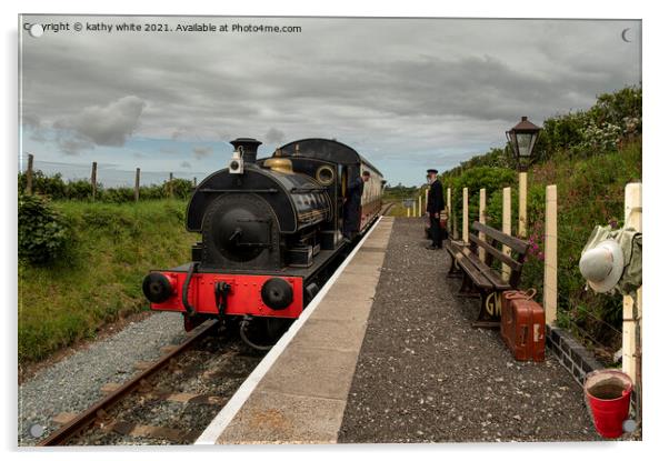 Steam train in Cornish countryside,world war 2.wor Acrylic by kathy white