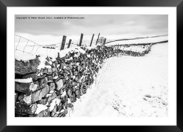 Winter snows on Pen-Y-Ghent Framed Mounted Print by Peter Stuart