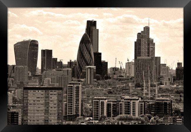 London Skyscrapers Rise Above Urban Landscape Framed Print by Andy Evans Photos