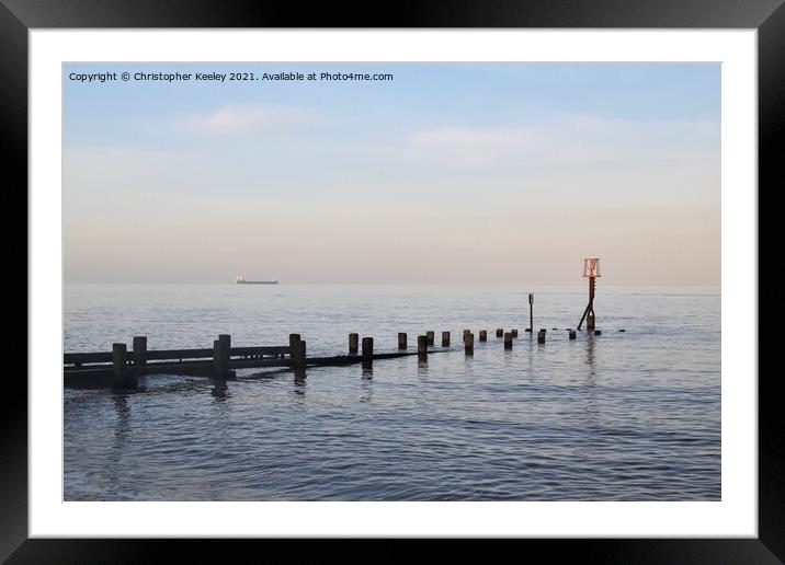 Evening skies at Gorleston beach Framed Mounted Print by Christopher Keeley
