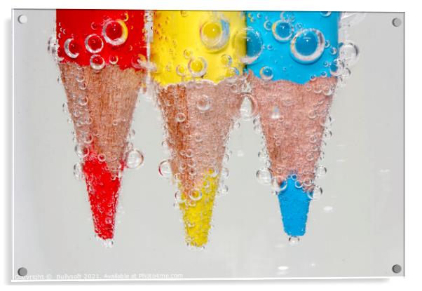 colorful pencil under water Acrylic by  Bullysoft