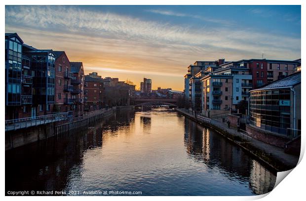 Daybreak over Leeds Dockside Print by Richard Perks