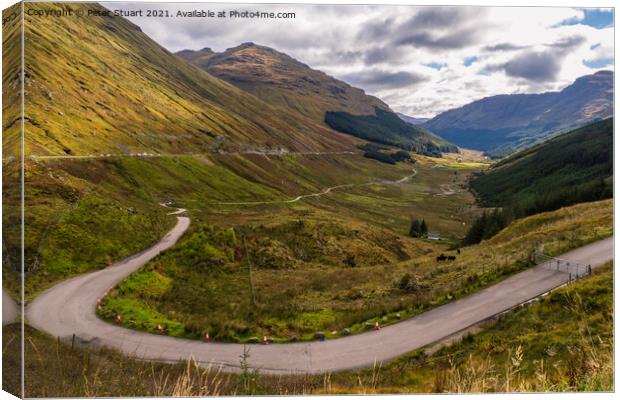 The REST & BE THANKFUL on the A83 Canvas Print by Peter Stuart