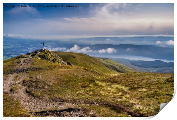 Climbing Ben Ledi in the Trossachs Print by Peter Stuart