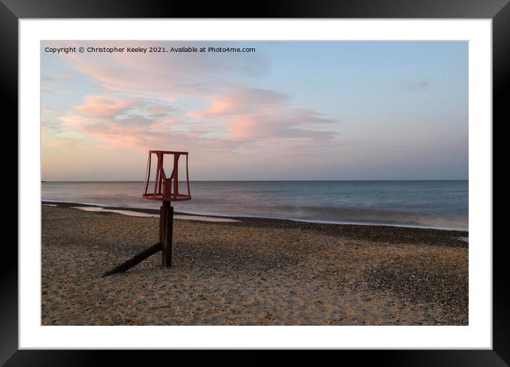 Gorleston beach dusk Framed Mounted Print by Christopher Keeley