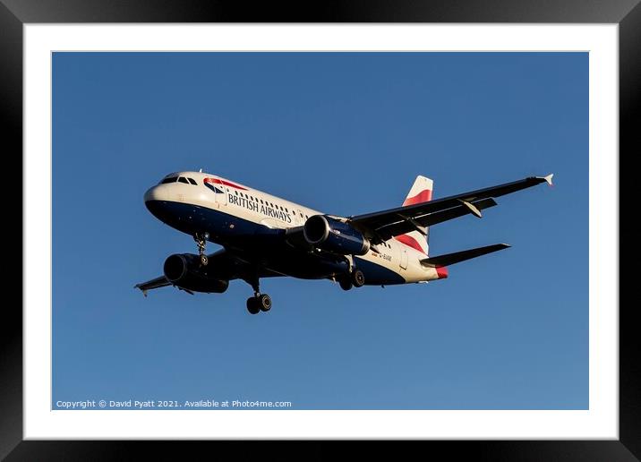 British Airways Airbus A319-131      Framed Mounted Print by David Pyatt