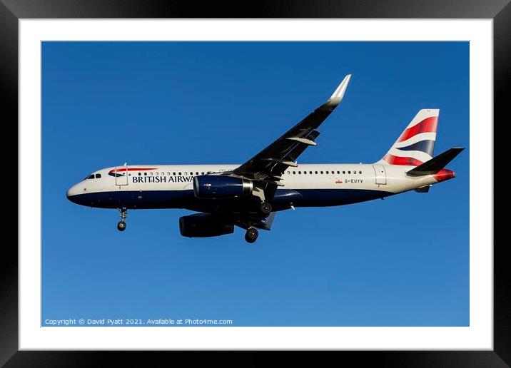British Airways Airbus A320-232 Framed Mounted Print by David Pyatt