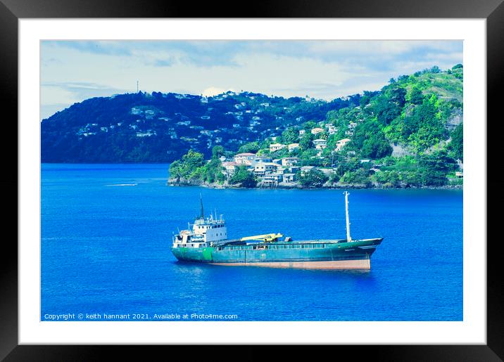 freighter island of grenada Framed Mounted Print by keith hannant