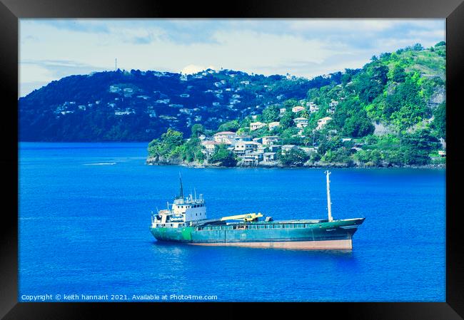 freighter island of grenada Framed Print by keith hannant