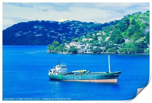 freighter island of grenada Print by keith hannant