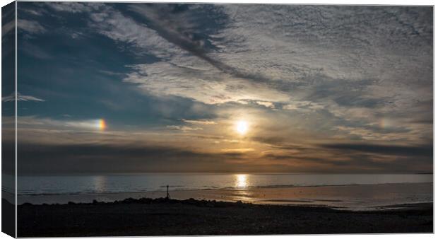 Breathtaking Sun Dog at Dinas Dinlle Canvas Print by Wendy Williams CPAGB