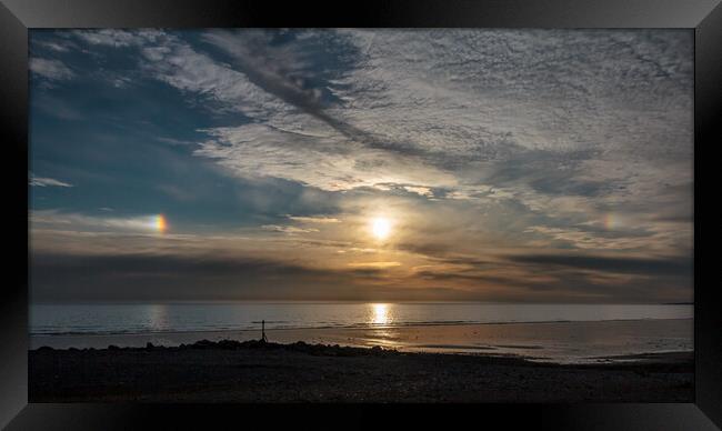 Breathtaking Sun Dog at Dinas Dinlle Framed Print by Wendy Williams CPAGB