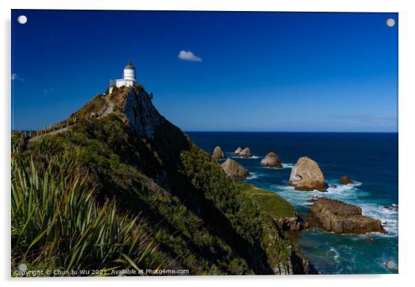 Nugget Point and lighthouse at South Island, New Zealand Acrylic by Chun Ju Wu