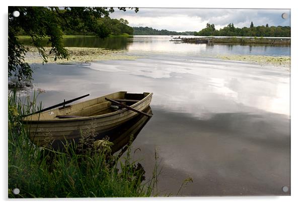 Rowboat on Lake of Menteith Acrylic by Jacqi Elmslie
