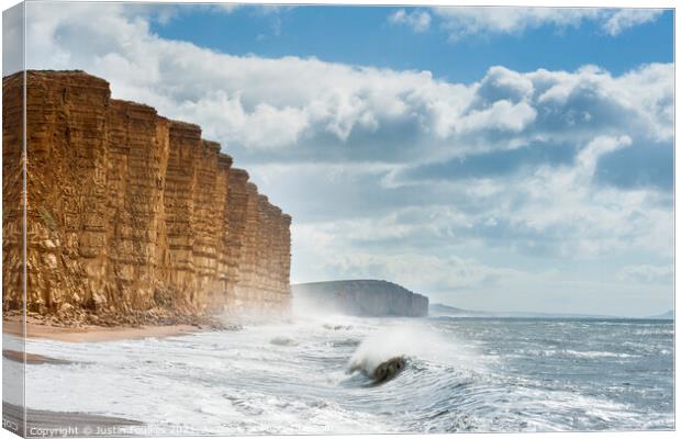 East Cliff at West Bay, Dorset Canvas Print by Justin Foulkes