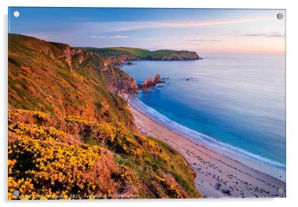 Beacon Beach at Hope Cove, South Devon Acrylic by Justin Foulkes