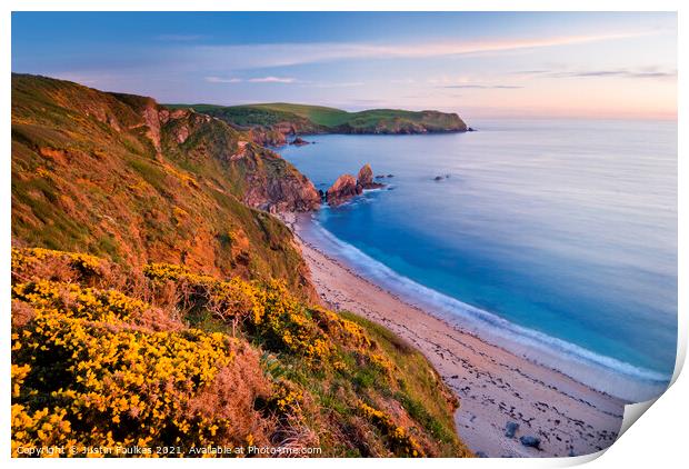Beacon Beach at Hope Cove, South Devon Print by Justin Foulkes