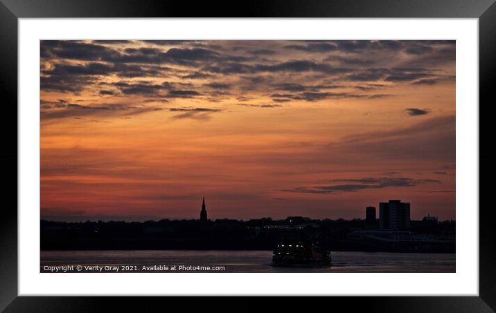 Sunset over Liverpool Framed Mounted Print by Verity Gray