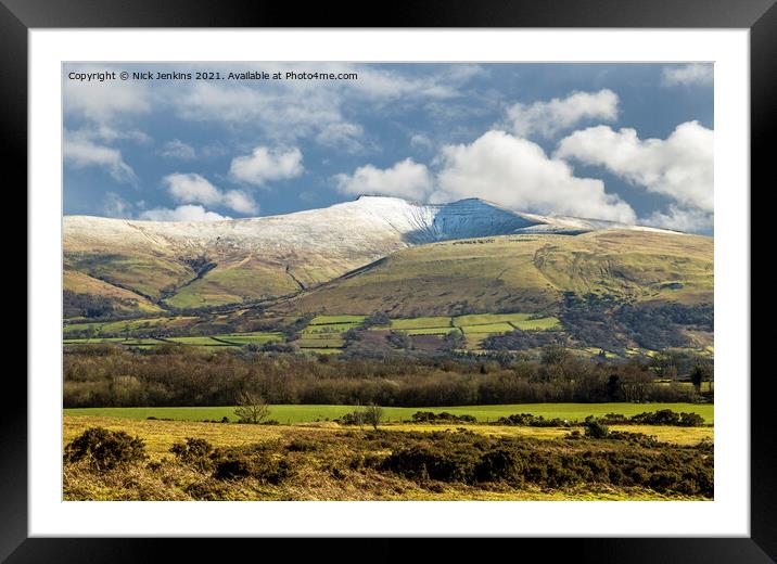 Pen y Fan under March Snow Brecon Beacons Framed Mounted Print by Nick Jenkins