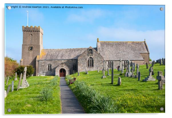 Crantock church, Cornwall Acrylic by Andrew Kearton