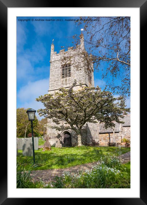 Colan church, Cornwall Framed Mounted Print by Andrew Kearton