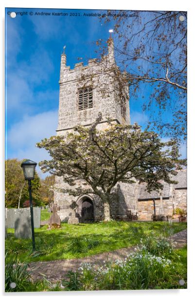 Colan church, Cornwall Acrylic by Andrew Kearton