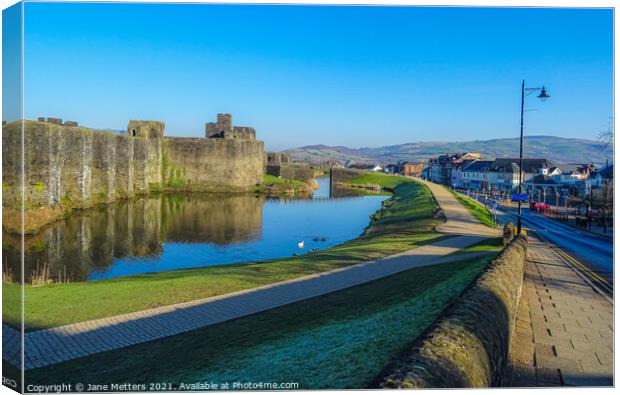 Caerphilly Town Canvas Print by Jane Metters