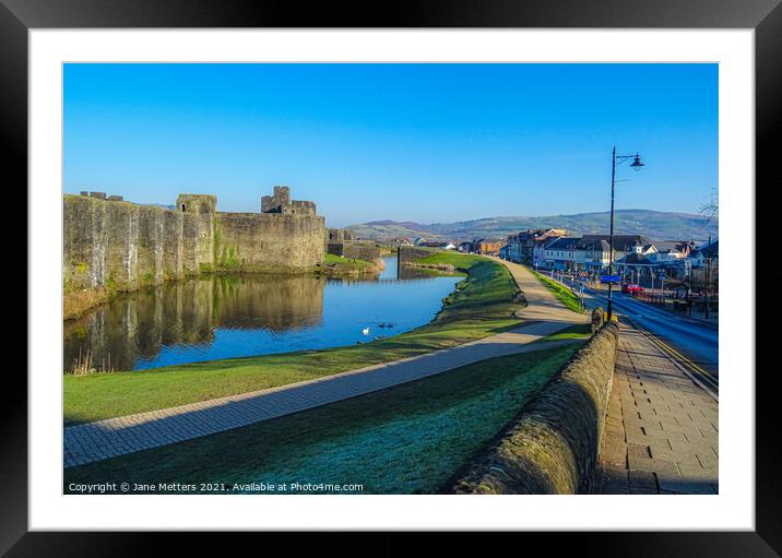 Caerphilly Town Framed Mounted Print by Jane Metters