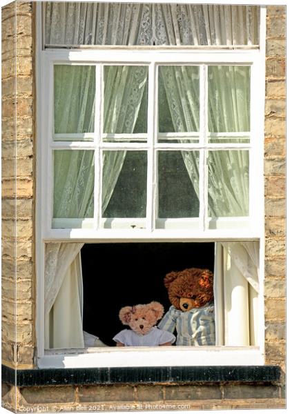 Teddy Bears at Window Canvas Print by Allan Bell