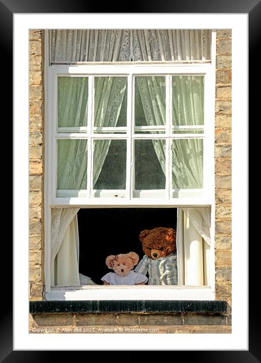 Teddy Bears at Window Framed Mounted Print by Allan Bell