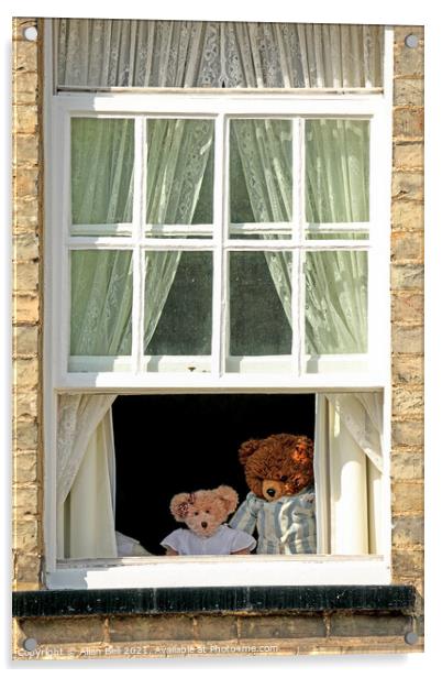 Teddy Bears at Window Acrylic by Allan Bell