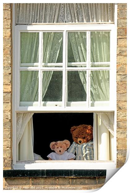 Teddy Bears at Window Print by Allan Bell