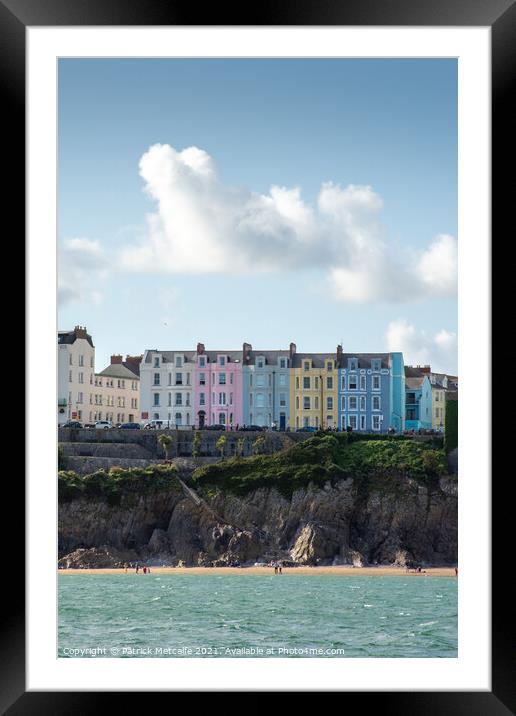 Colorful Houses of Tenby Pembrokeshire Framed Mounted Print by Patrick Metcalfe