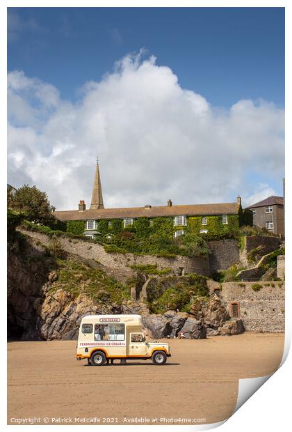 Ice Cream Van on Tenby Beach Print by Patrick Metcalfe