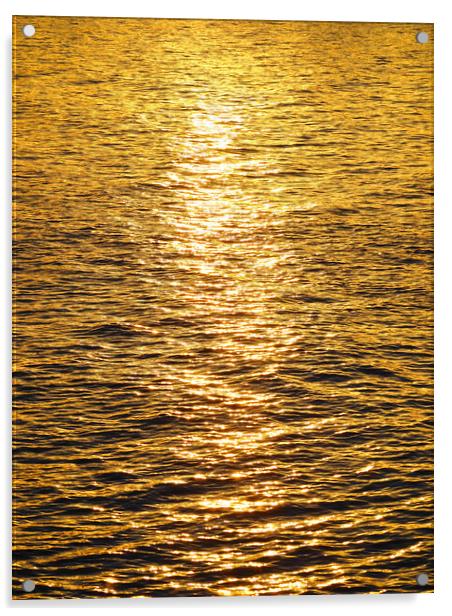 Golden sunset reflections over water Acrylic by mark humpage