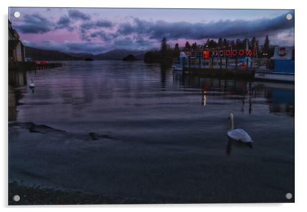 Sunrise at Bowness-on-Windermere  Acrylic by Daryn Davies
