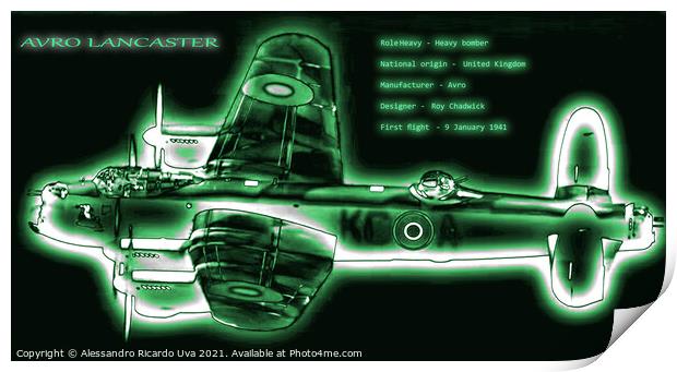 Avro Lancaster Bomber Print by Alessandro Ricardo Uva